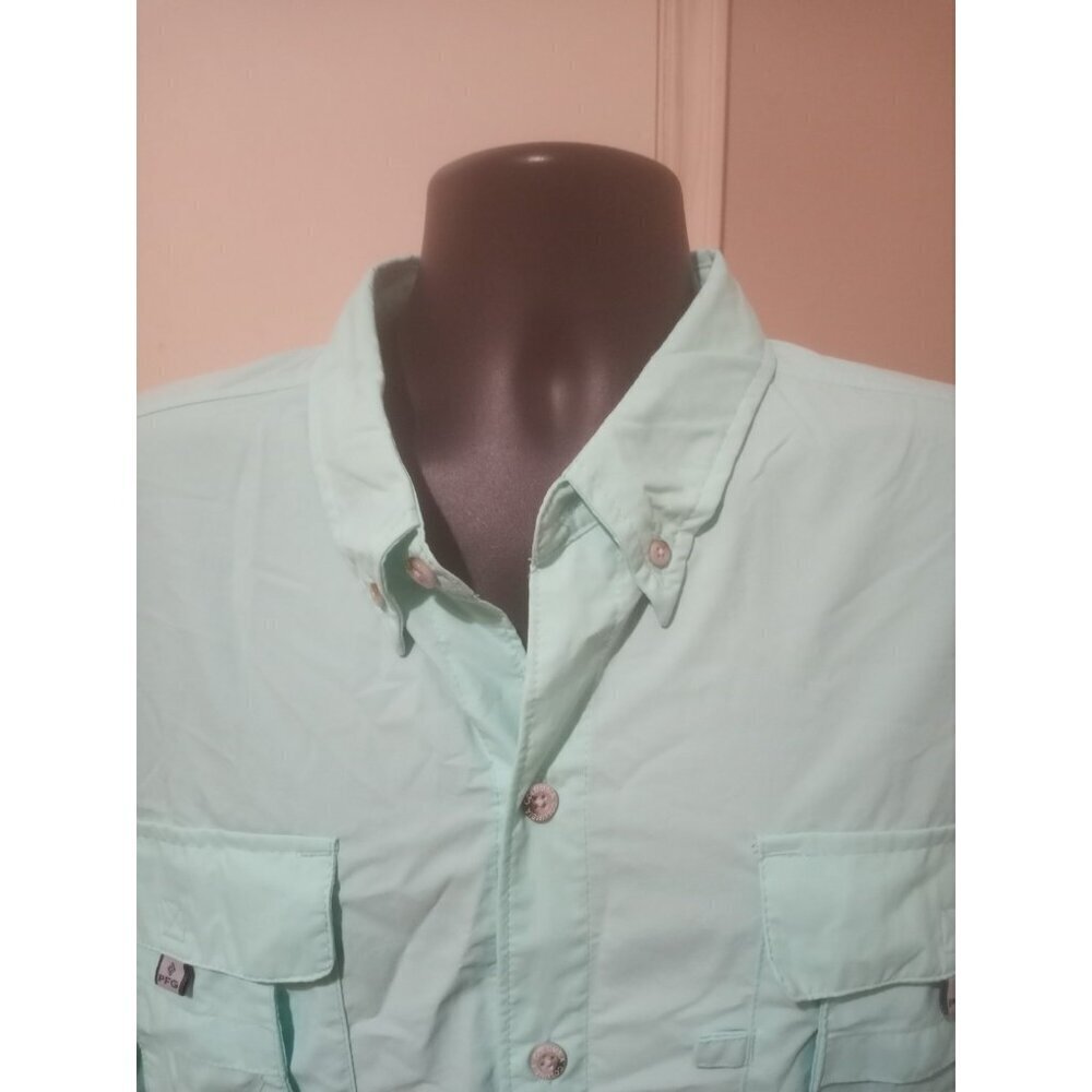 Columbia PFG Bahama Shirt Men 2XL Blue Vented Fishing Short Sleeve Button Up - Picture 5 of 14